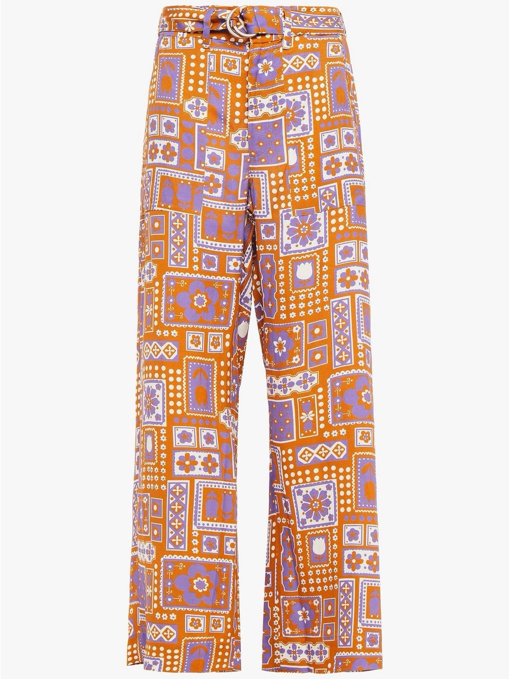 ANTIK BATIK Honoka belted printed canvas wide-leg pants
